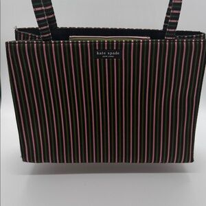 Kate Spade vintage Black green & Pink Striped Tote